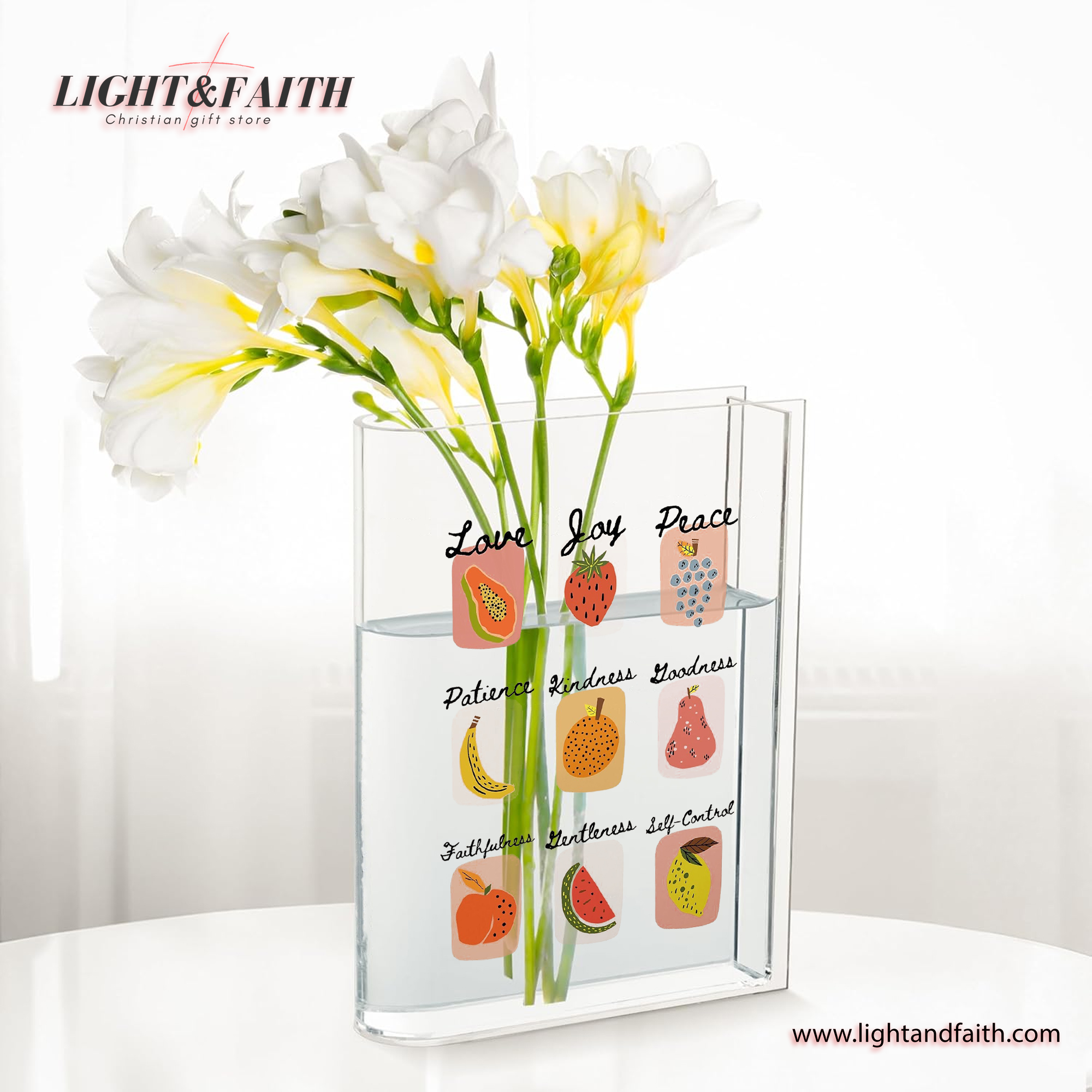 Fruit of the Spirit Book Vase, Christian Book Vase, Faith Book Vase, Bible Verse Book Shaped Flower Vase
